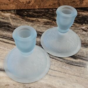 Imperial blue Satin Candlestick Holders